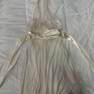 Elegant Cream Halter Dress